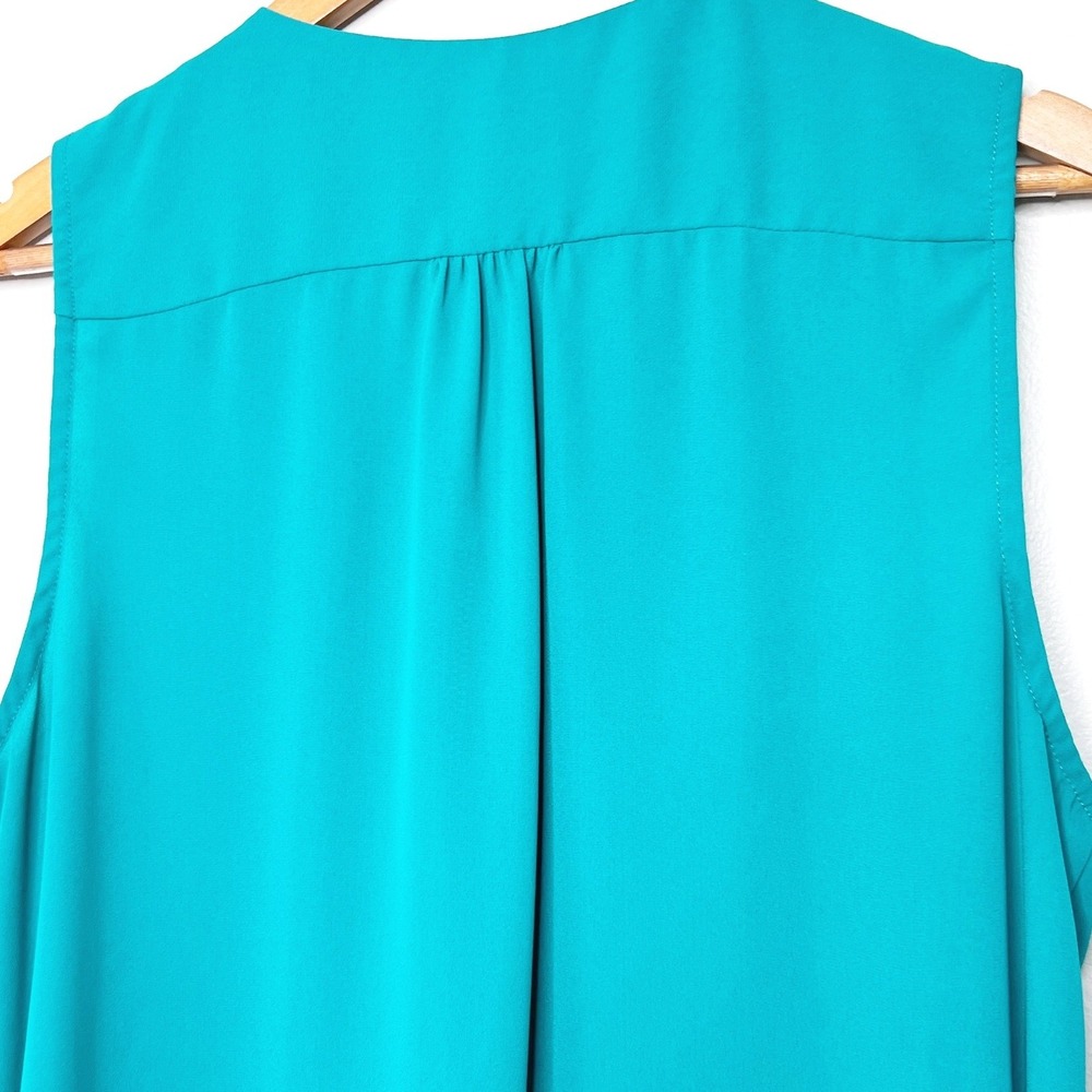 Carmen Marc Valvo Teal Sleeveless Half-Zip V-Neck Womens Blouse Top Size‎ Large - Picture 6 of 8